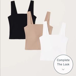 White A&F Seamless Fabric Squareneck Tank Soft Collection